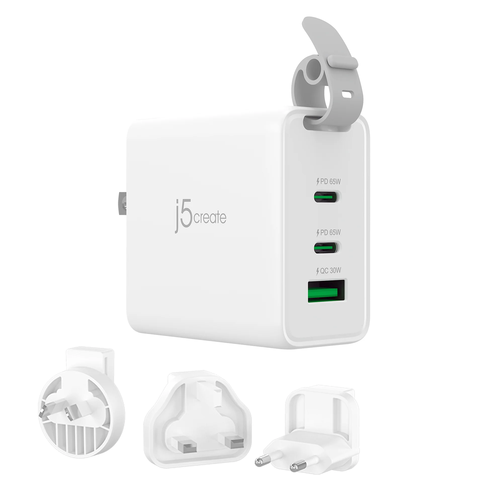shopafella_65W GaN USB-C® 3-Port Travel Charger with changeable AC plugs-01